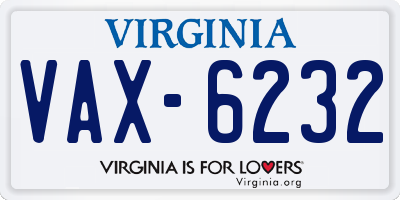 VA license plate VAX6232