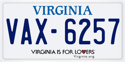 VA license plate VAX6257