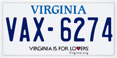 VA license plate VAX6274