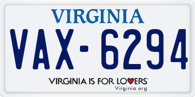 VA license plate VAX6294