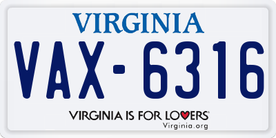 VA license plate VAX6316