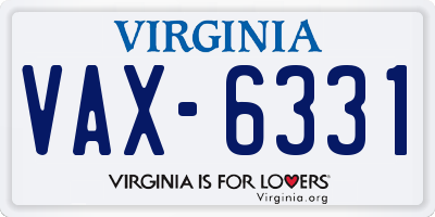 VA license plate VAX6331