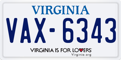 VA license plate VAX6343