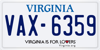 VA license plate VAX6359