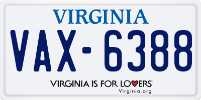 VA license plate VAX6388