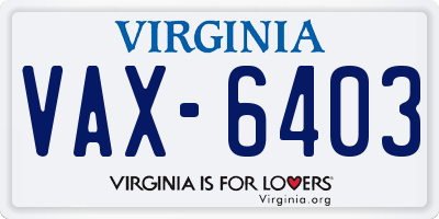 VA license plate VAX6403