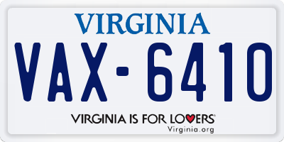 VA license plate VAX6410