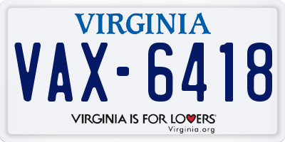 VA license plate VAX6418