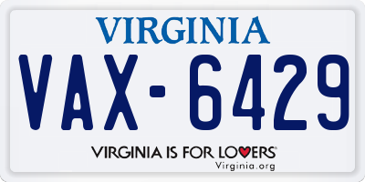 VA license plate VAX6429