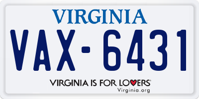 VA license plate VAX6431