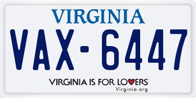 VA license plate VAX6447
