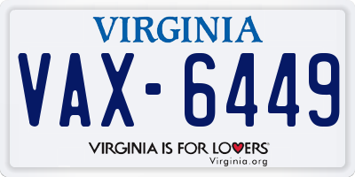 VA license plate VAX6449
