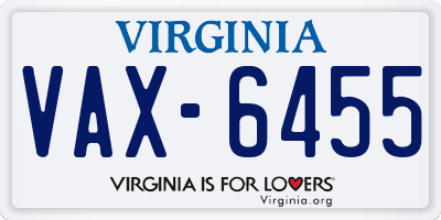 VA license plate VAX6455