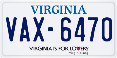 VA license plate VAX6470