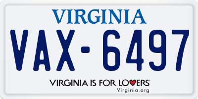VA license plate VAX6497