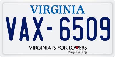 VA license plate VAX6509
