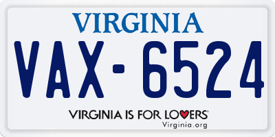 VA license plate VAX6524