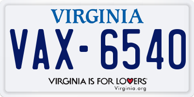 VA license plate VAX6540