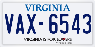 VA license plate VAX6543