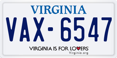 VA license plate VAX6547