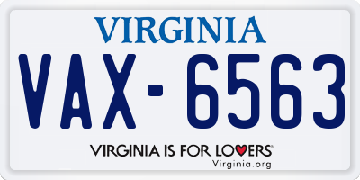 VA license plate VAX6563