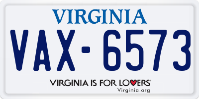 VA license plate VAX6573