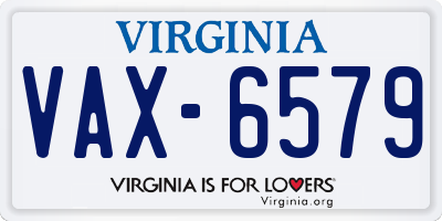 VA license plate VAX6579