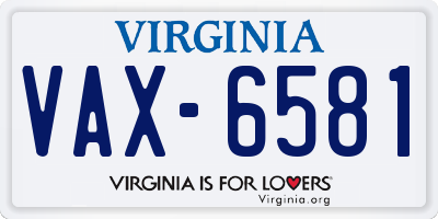 VA license plate VAX6581