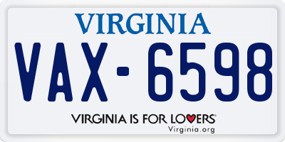 VA license plate VAX6598