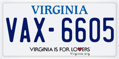 VA license plate VAX6605