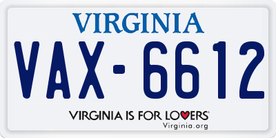 VA license plate VAX6612