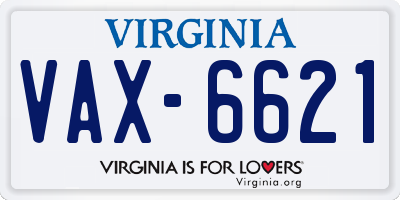 VA license plate VAX6621