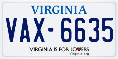 VA license plate VAX6635