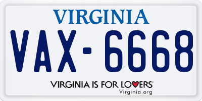 VA license plate VAX6668