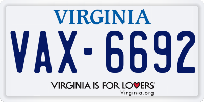 VA license plate VAX6692