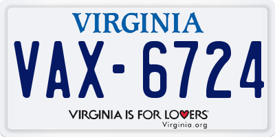 VA license plate VAX6724