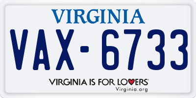 VA license plate VAX6733