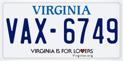 VA license plate VAX6749