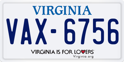 VA license plate VAX6756