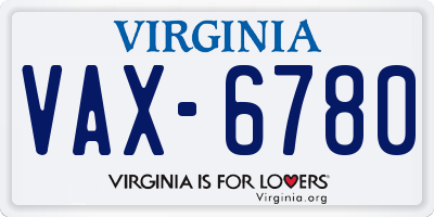 VA license plate VAX6780