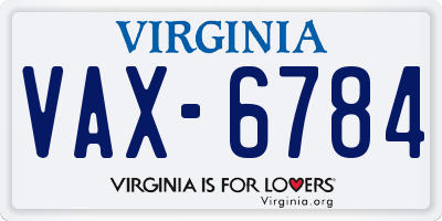 VA license plate VAX6784