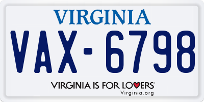 VA license plate VAX6798