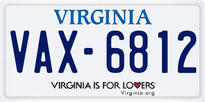 VA license plate VAX6812