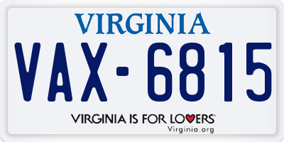 VA license plate VAX6815
