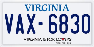 VA license plate VAX6830