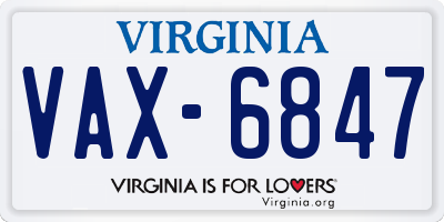 VA license plate VAX6847