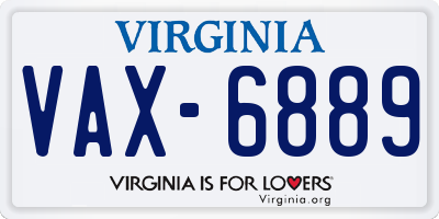 VA license plate VAX6889