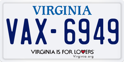VA license plate VAX6949