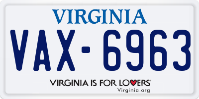 VA license plate VAX6963