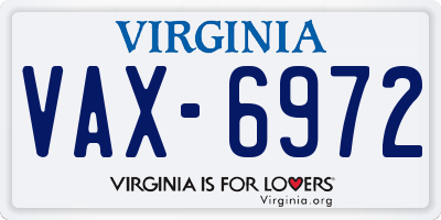 VA license plate VAX6972